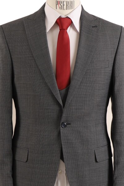 Yelekli Takım Elbise Slim Fit - 10