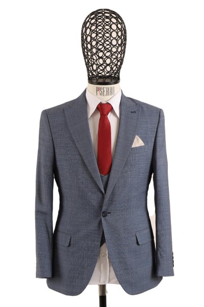 Yelekli Takım Elbise Slim Fit - 16