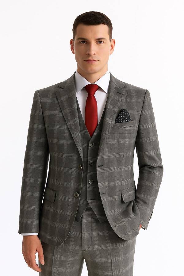 Yelekli Takım Elbise Slim Fit Erkek - 1