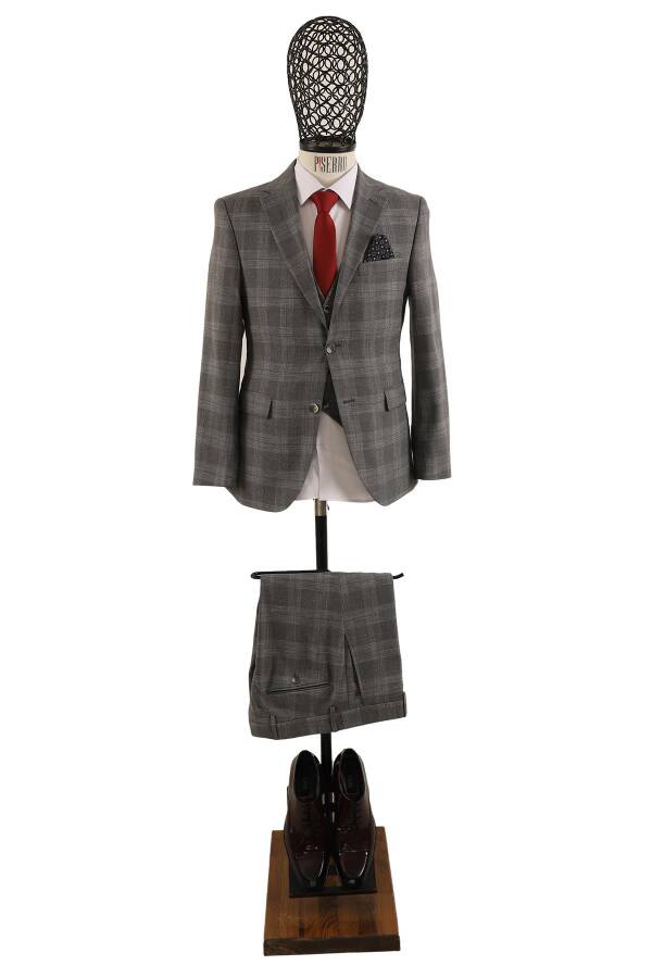 Yelekli Takım Elbise Slim Fit Erkek - 2