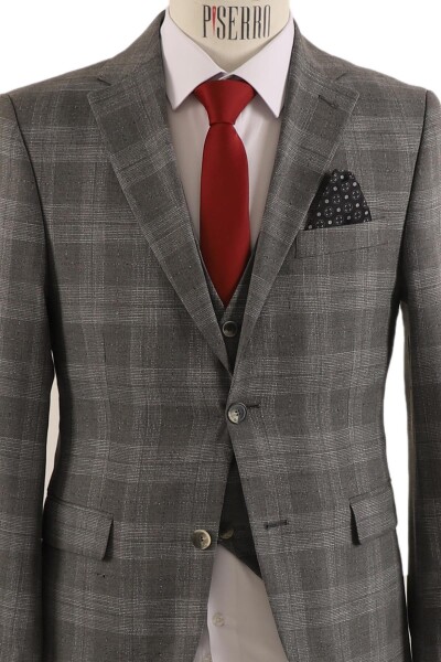 Yelekli Takım Elbise Slim Fit Erkek - 4