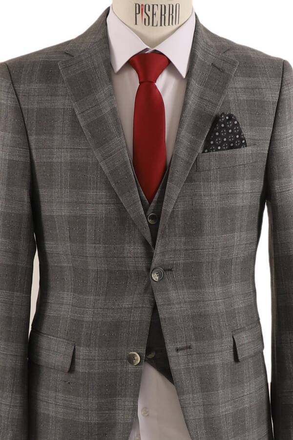 Yelekli Takım Elbise Slim Fit Erkek - 4