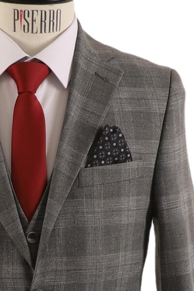 Yelekli Takım Elbise Slim Fit Erkek - 5