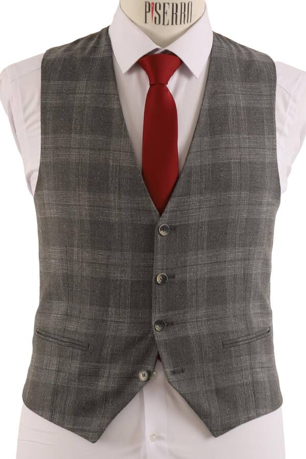Yelekli Takım Elbise Slim Fit Erkek - 6