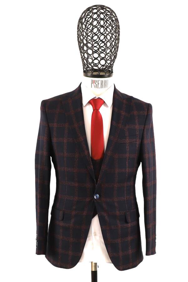 Yelekli Takım Elbise Slim Fit Erkek - 3