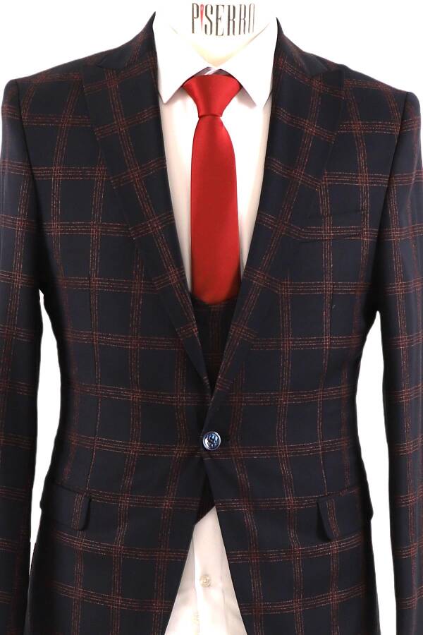Yelekli Takım Elbise Slim Fit Erkek - 4