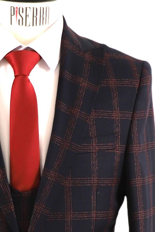 Yelekli Takım Elbise Slim Fit Erkek - 5