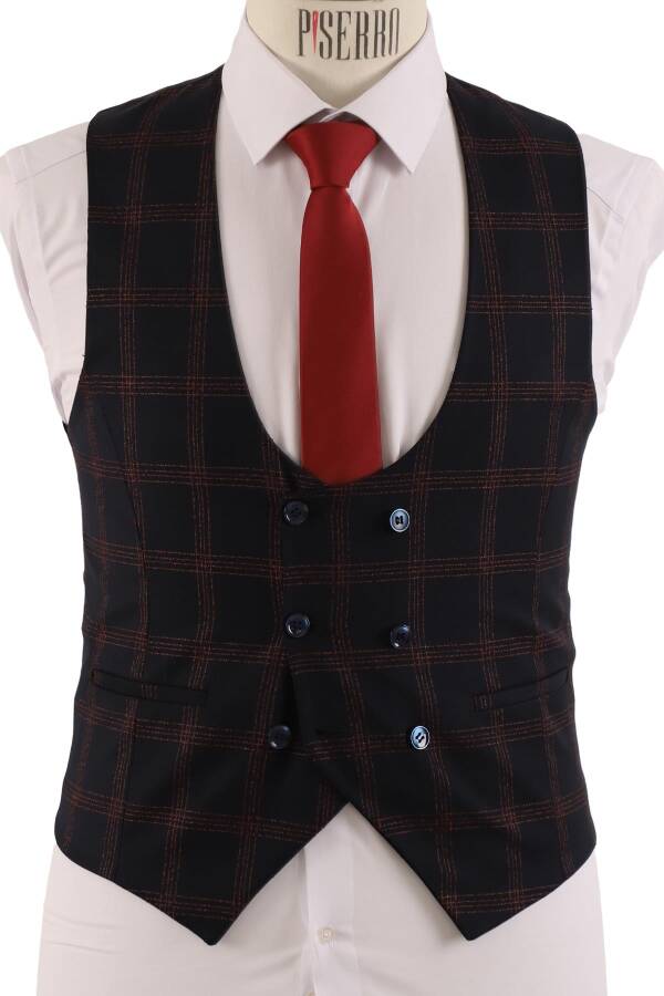 Yelekli Takım Elbise Slim Fit Erkek - 6