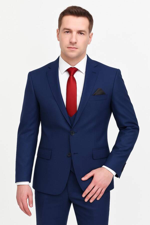 Yelekli Takım Elbise Slim Fit Erkek - 1