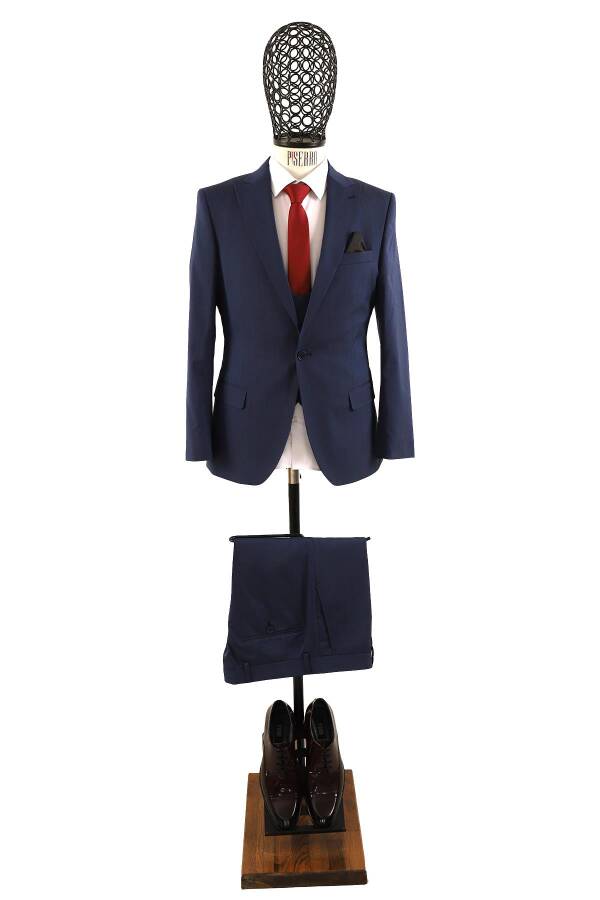 Yelekli Takım Elbise Slim Fit Erkek - 2