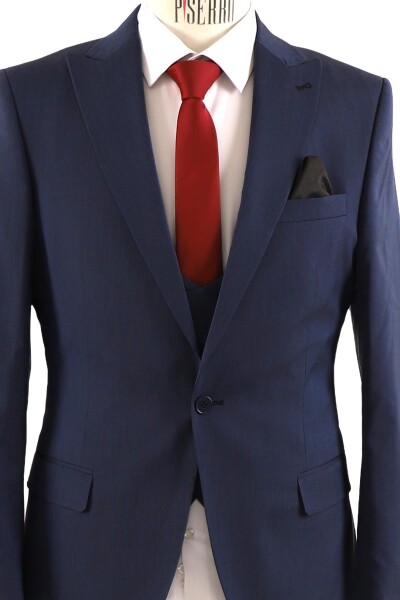 Yelekli Takım Elbise Slim Fit Erkek - 4